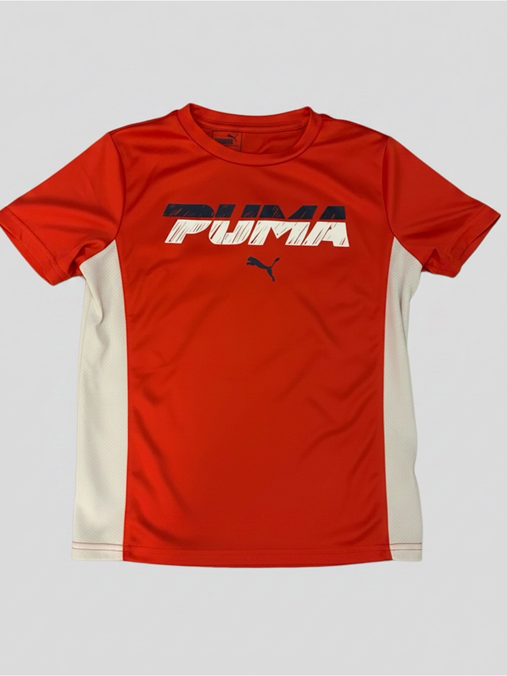 Puma Red Short Sleeve Tee with Cream Side Panels